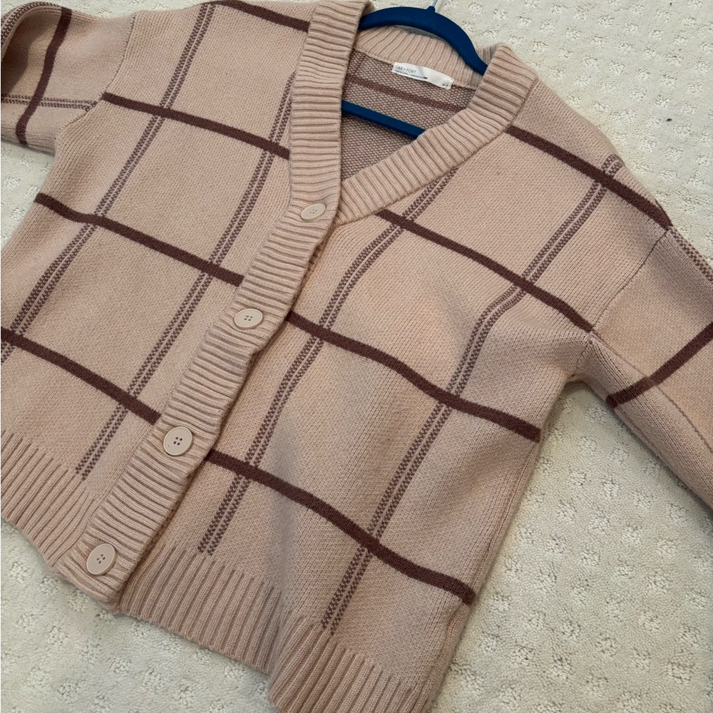 Oak + Fort Beige Plaid Oversized Cardigan - Picture 8 of 10